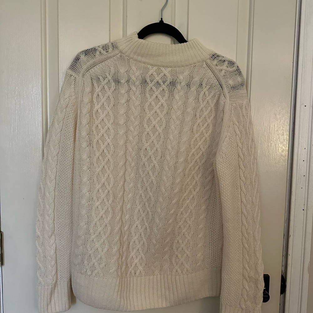 Muji Cream Wool Cable Knit Sweater Size M